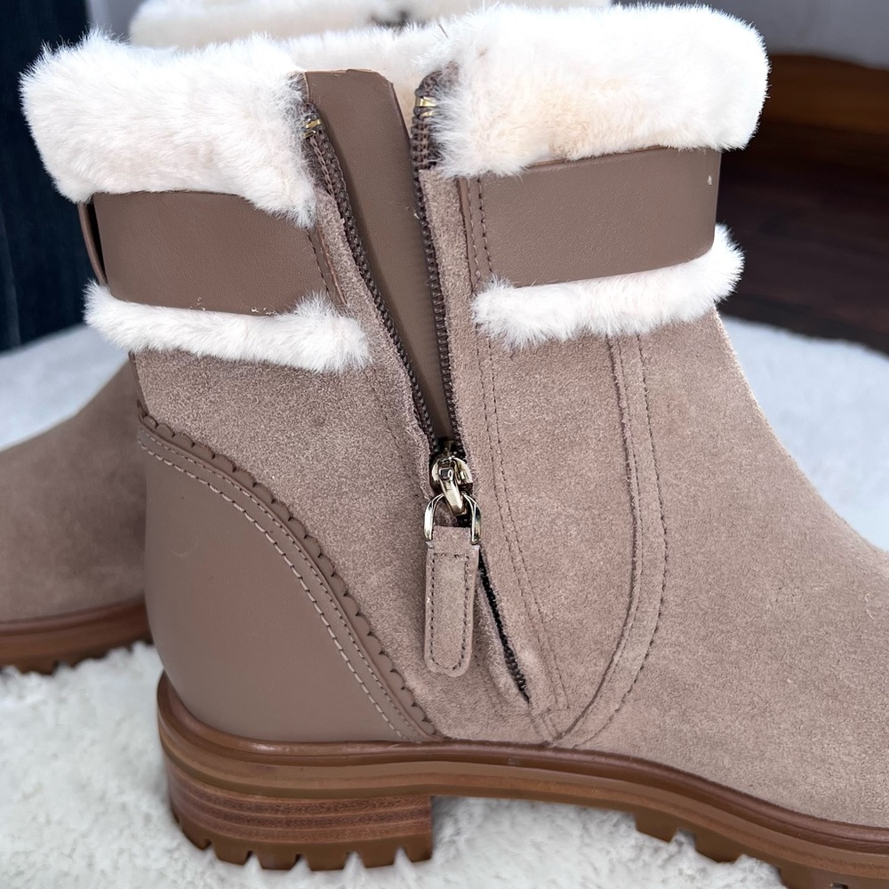 Kate Spade Bailee Winter Boots Rustic Brown Suede Faux Fur Lug Sole Size 8.5 - Picture 13 of 13